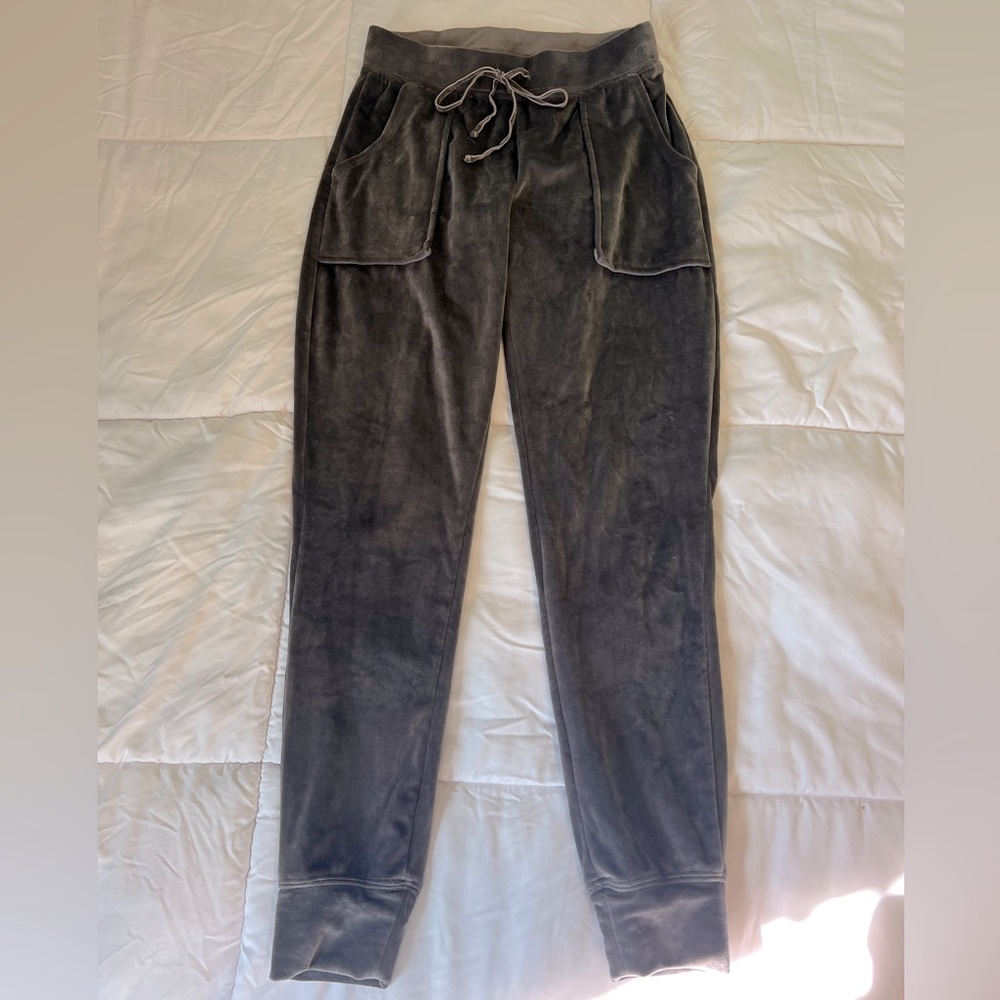 Grey velvet sweatpants